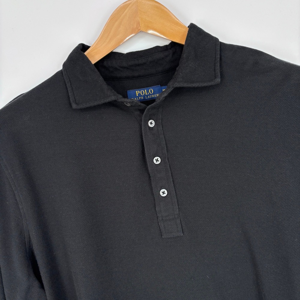 Polo Ralph Lauren Long Sleeve Polo Shirt Mens XXL Black Pique Classic Preppy